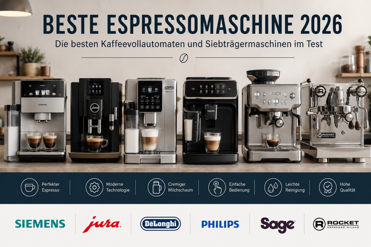 Beste Espressomaschine 2026 – Kaffeevollautomaten und Siebträgermaschinen im Vergleich